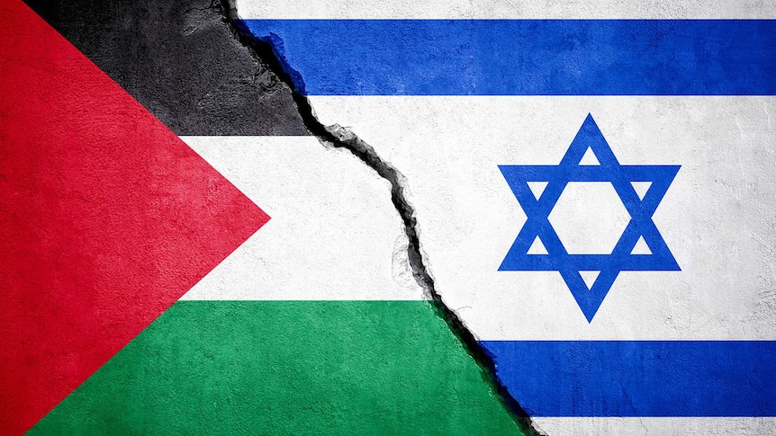Israeli-Palestinian conflict, flags of Palestine and Israel